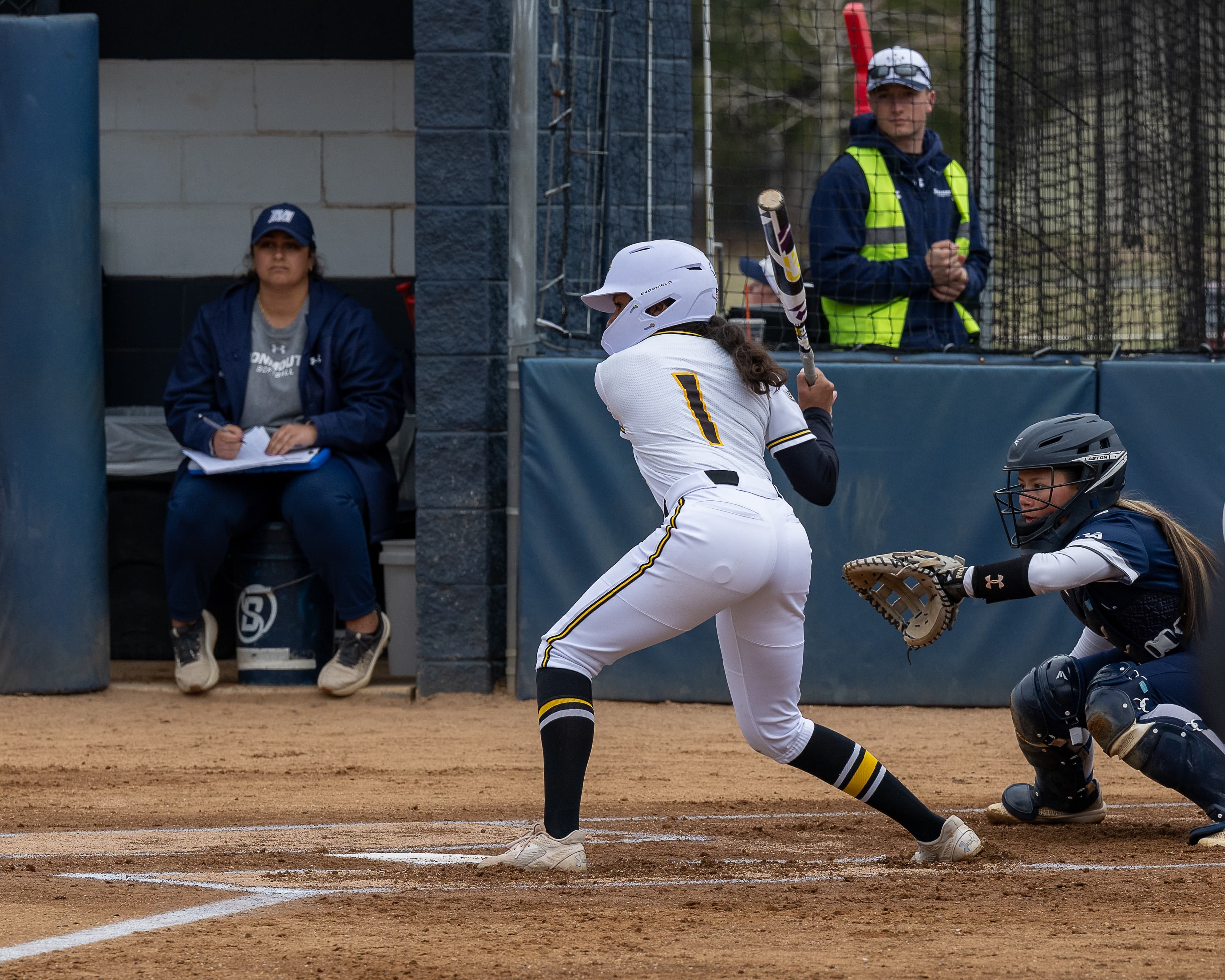 Batter drives the ball into the gap