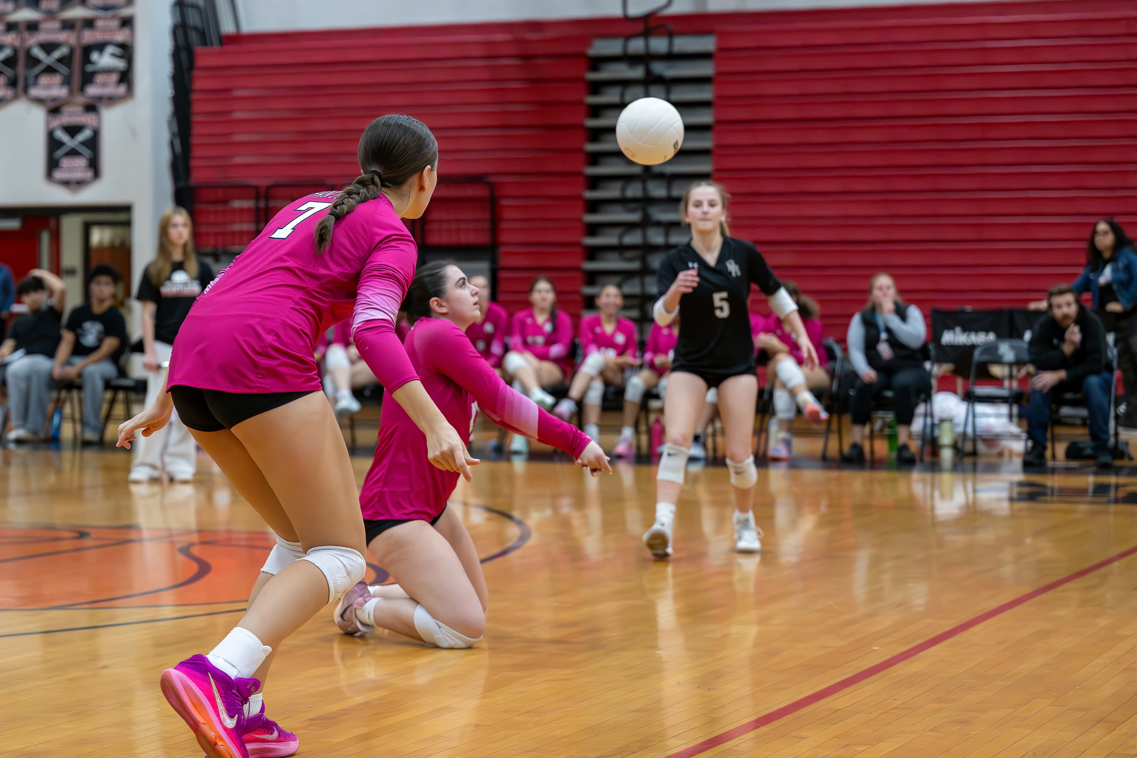 Blocker elevates at the net against the opponent